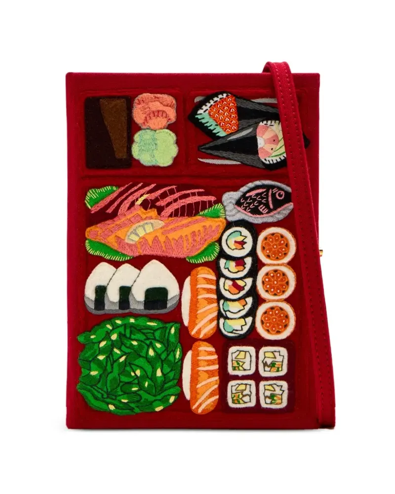Olympia Le-Tan Clutch mit Sushi-Stickerei - Rot Rot