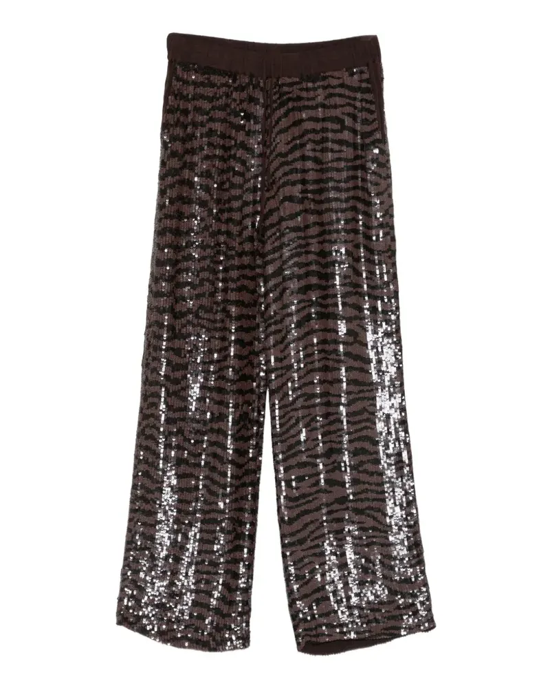 P.A.R.O.S.H. P.A.R.O H. Rebra Hose mit Zebra-Print und Pailletten - Braun Braun