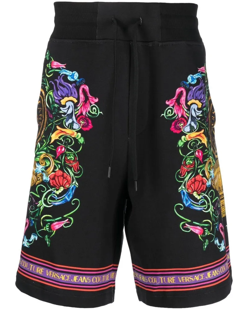 Versace Jeans Joggingshorts mit abstraktem Print - Schwarz Schwarz