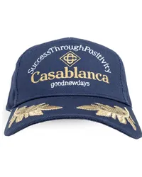 Casablanca Paris Baseballkappe mit Slogan-Stickerei Blau