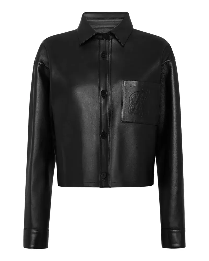 Philipp Plein Cropped-Hemd aus Leder - Schwarz Schwarz