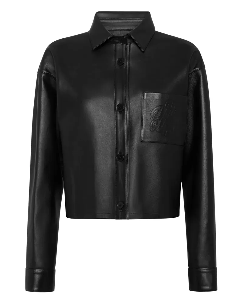 Philipp Plein Cropped-Hemd aus Leder - Schwarz Schwarz