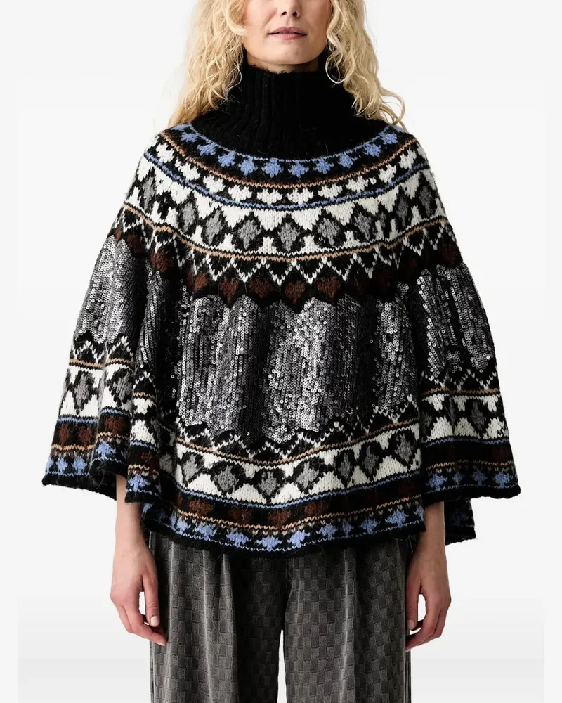 MUNTHE Verst sequin-embellished poncho - Schwarz Schwarz