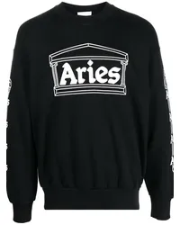 Aries Langarmshirt mit Logo-Print Schwarz