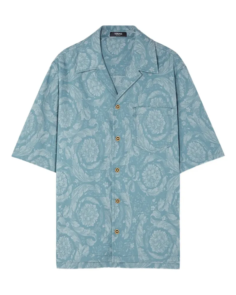 Versace Hemd mit Barocco-Print - Blau Blau