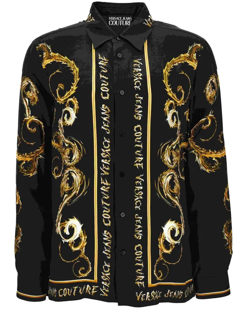 Versace Jeans Hemd mit Print - Schwarz Schwarz