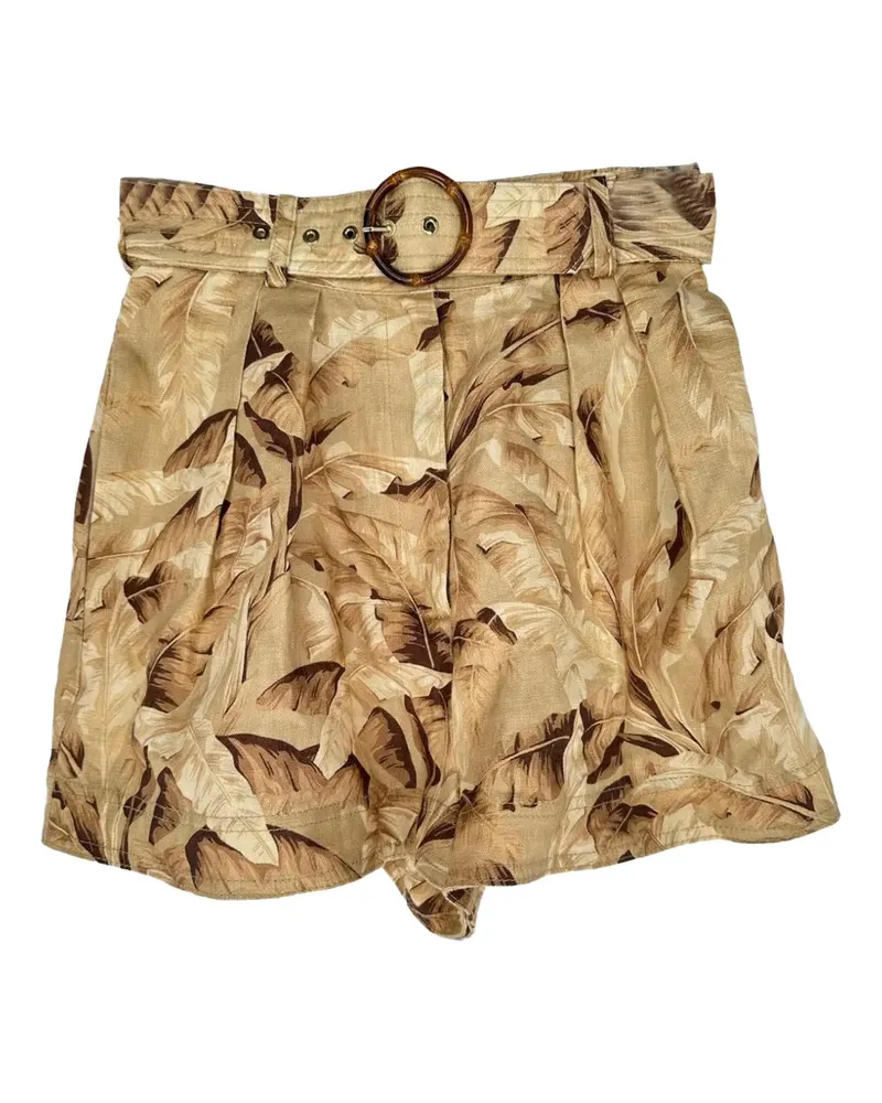 Zimmermann Super Eight leaf-print shorts - Nude Nude