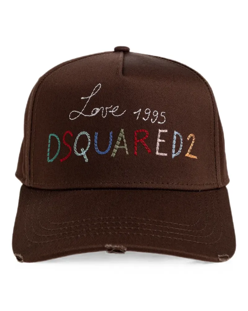 Dsquared2 logo-embroidered distressed baseball cap - Braun Braun