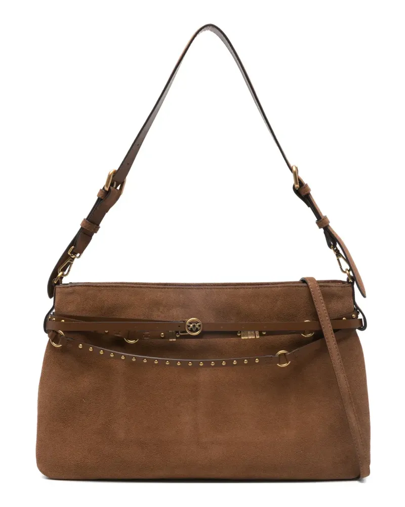 Pinko studded-strap logo-details shoulder bag - Braun Braun