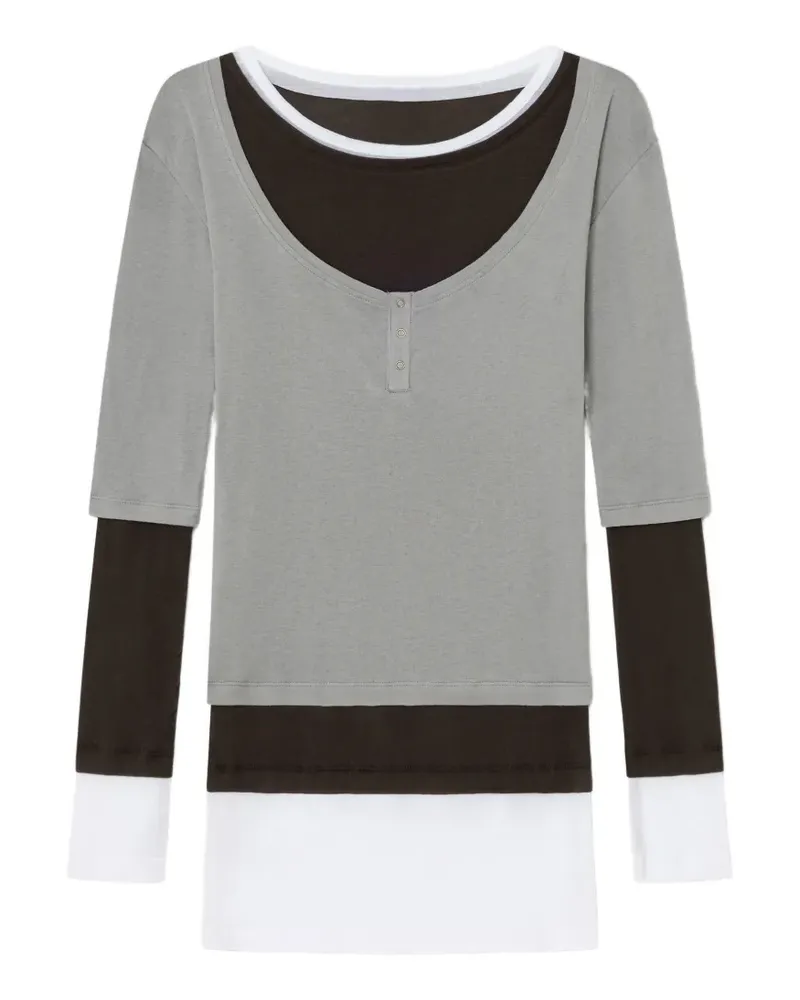 GIMAGUAS Gemma long-sleeve button mini dress - Grau Grau