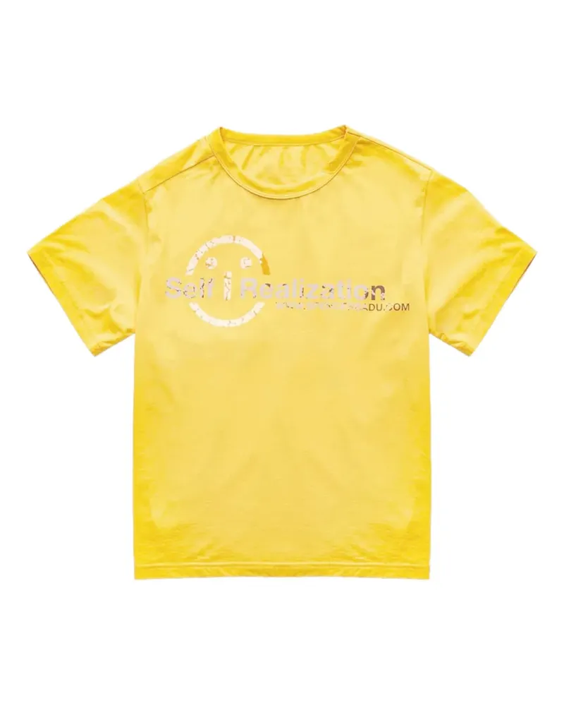 Spencer Badu T-Shirt mit grafischem Print und Schlitzkragen - Gelb Gelb