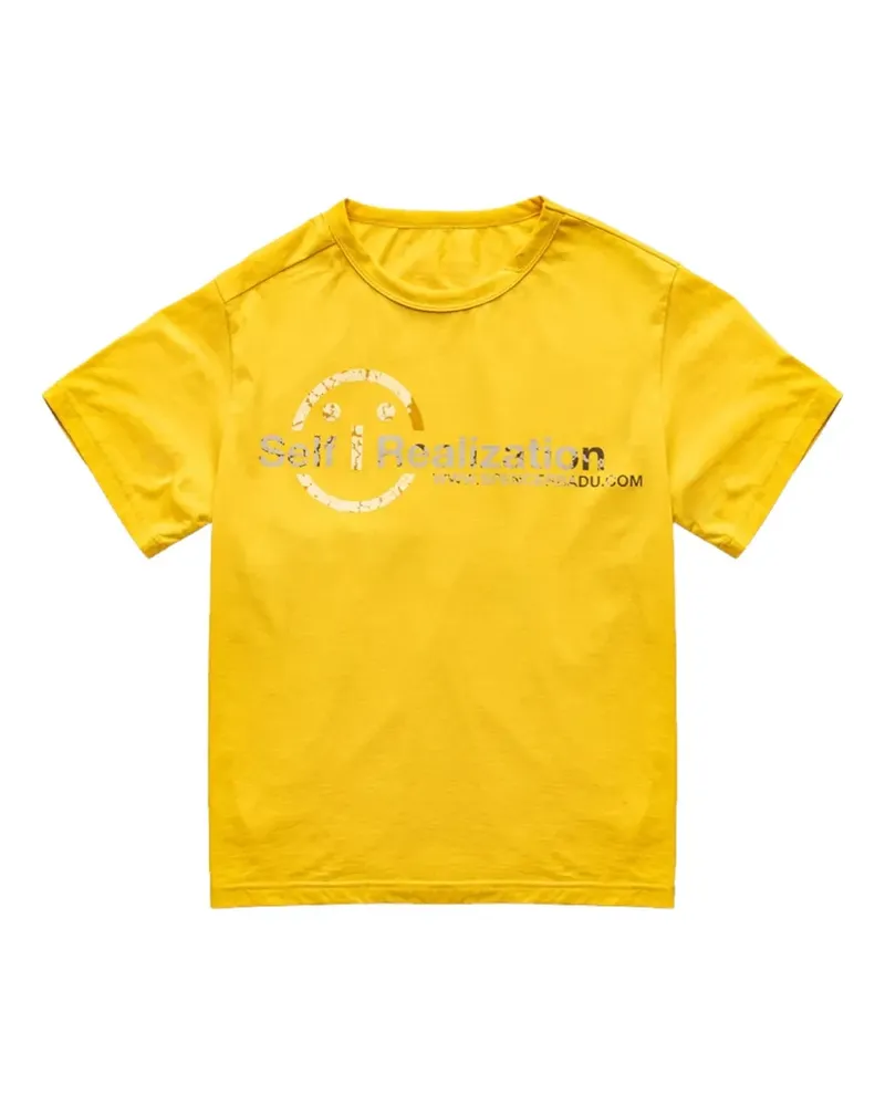Spencer Badu T-Shirt mit grafischem Print und Schlitzkragen - Gelb Gelb