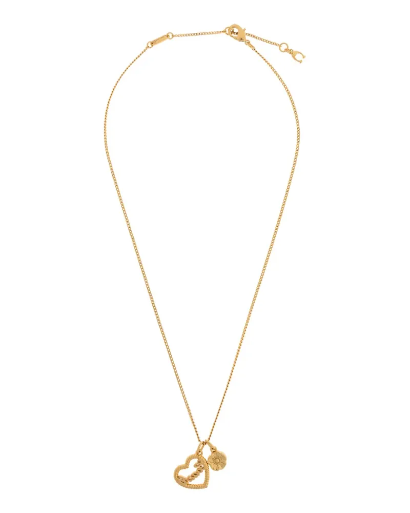 Coach heart floral charm necklace - Gold Gold