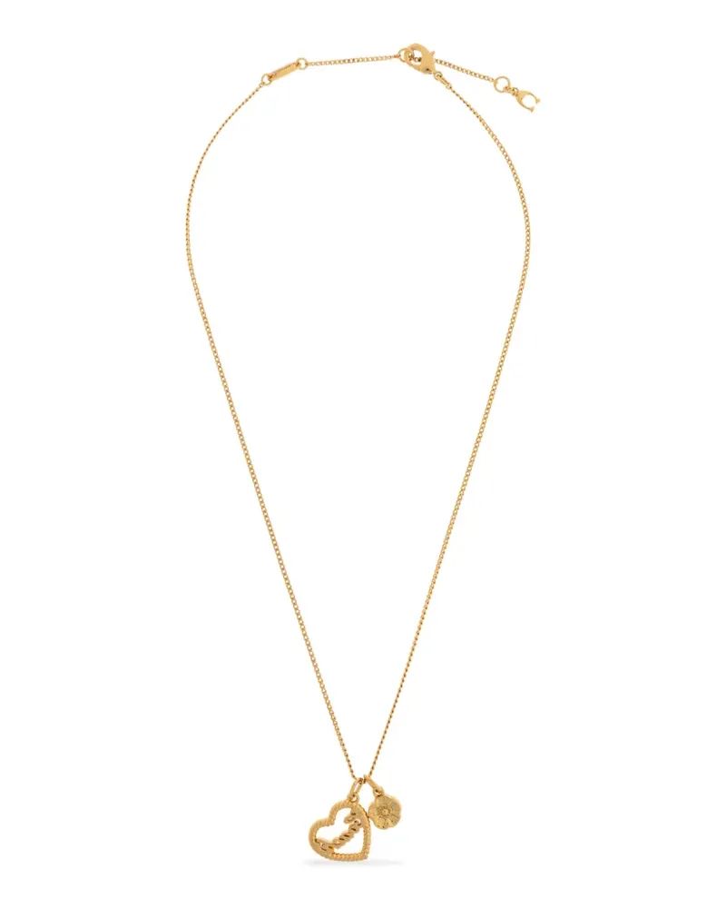 Coach heart floral charm necklace - Gold Gold