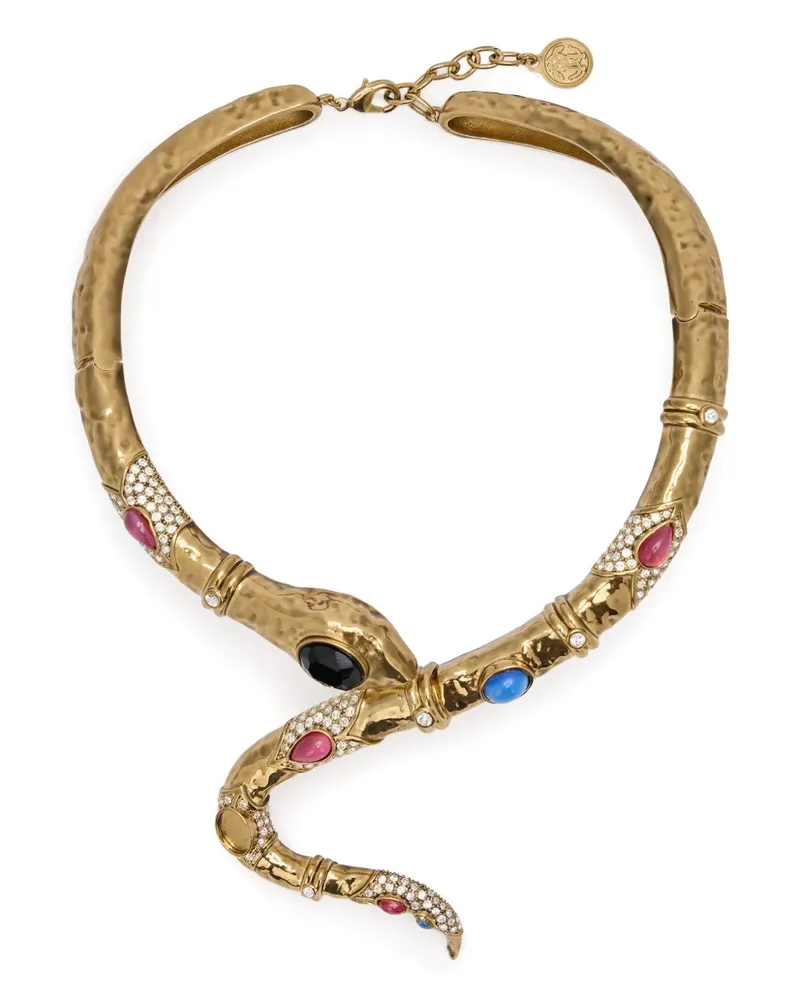 Roberto Cavalli Kristallverzierte Halskette in Schlangenform - Gold Gold