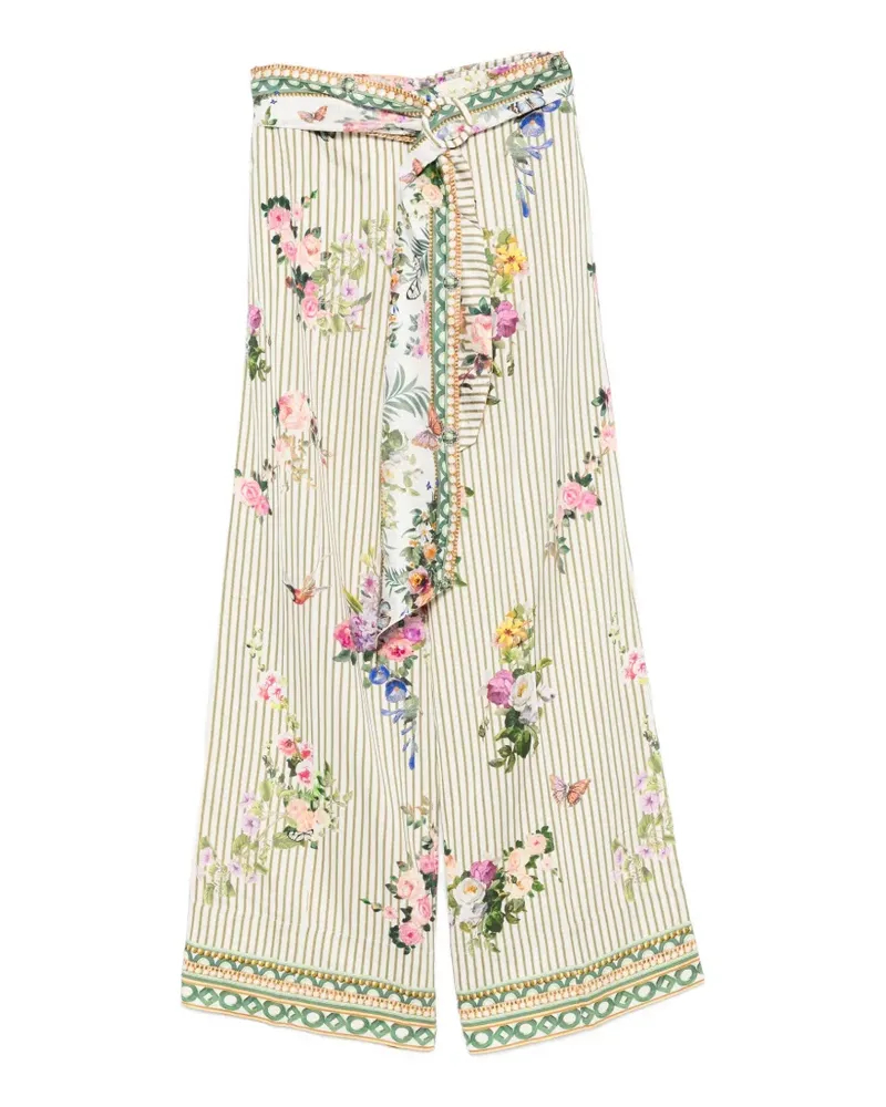 Camilla floral-print belted palazzo pants - Weiß Weiß