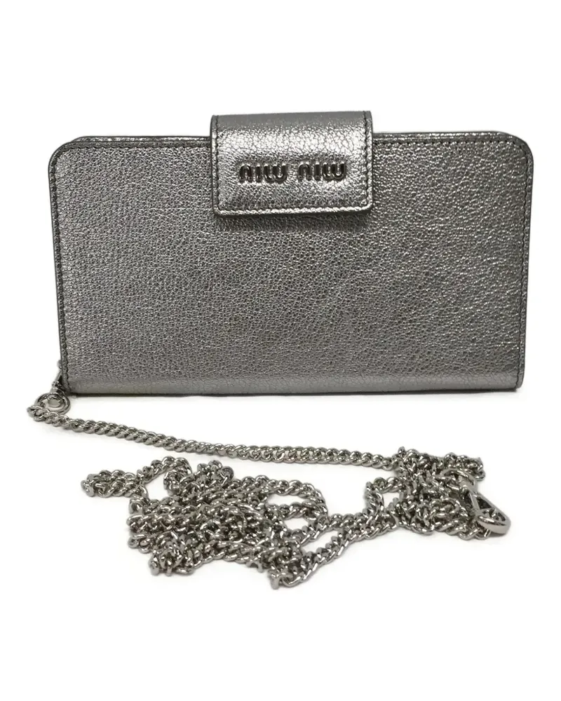 Miu Miu Portemonnaie im Metallic-Look - Silber Silber
