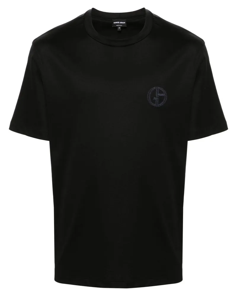 Giorgio Armani T-Shirt mit Logo-Stickerei - Schwarz Schwarz