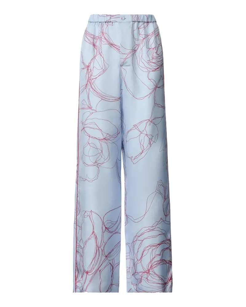 Fabiana Filippi Seidensatin-Hose mit Blumenprint - Blau Blau