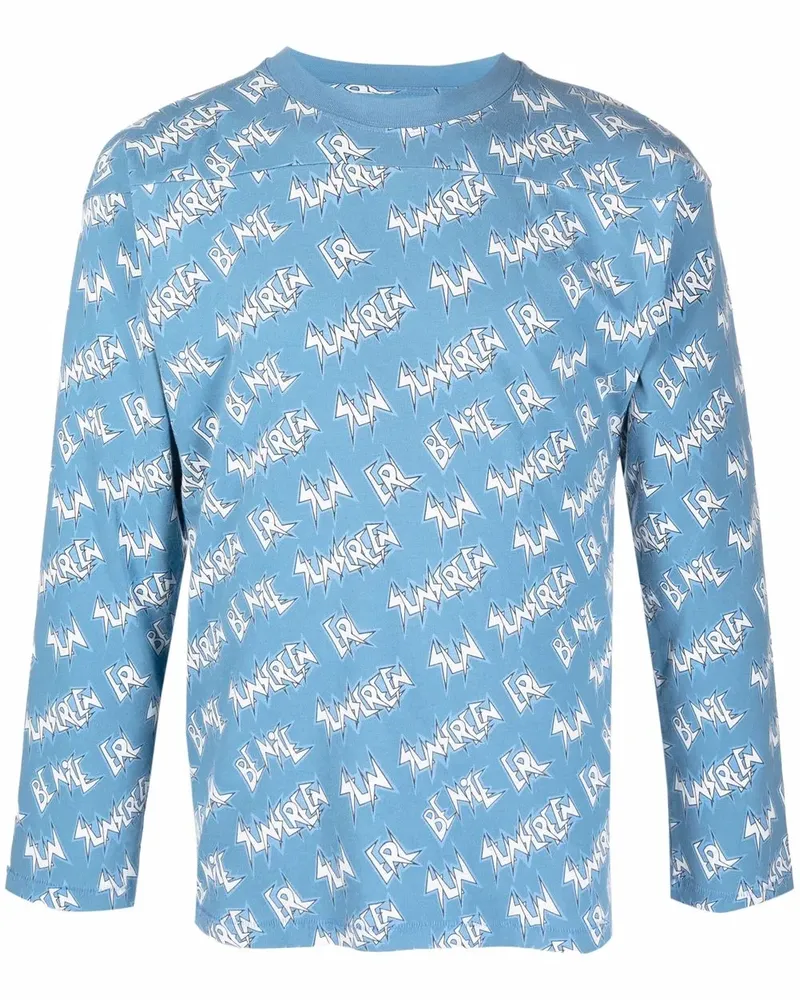 ERL Langarmshirt mit grafischem Print - Blau Blau