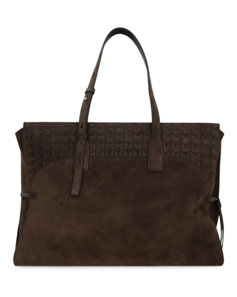 Serapian large Mosaico suede tote bag - Braun Braun