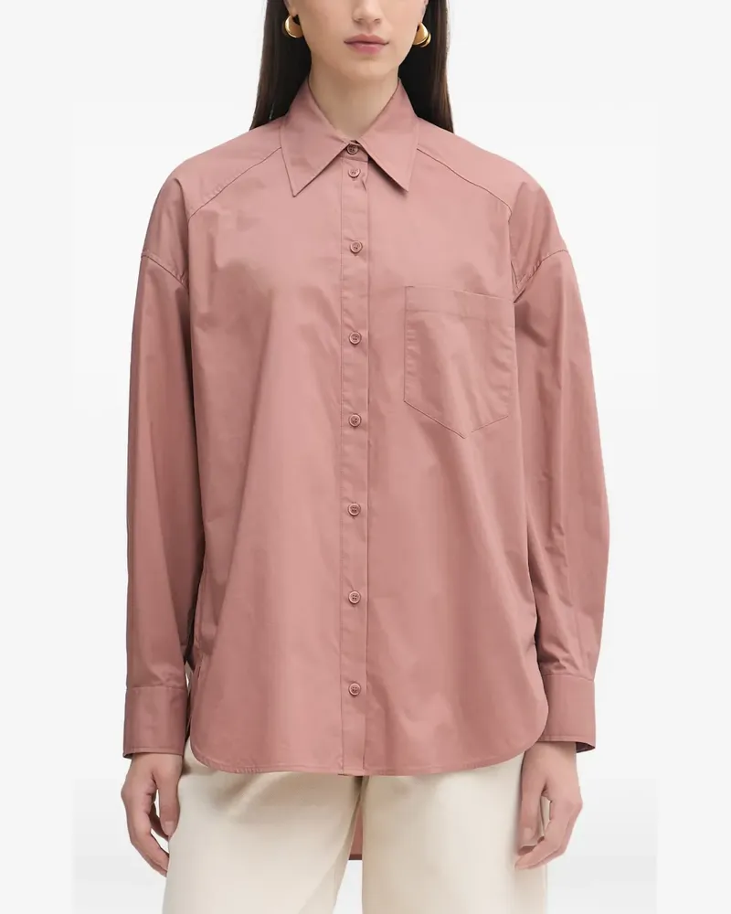 Patrizia Pepe logo-patch oversized shirt - Rosa Rosa