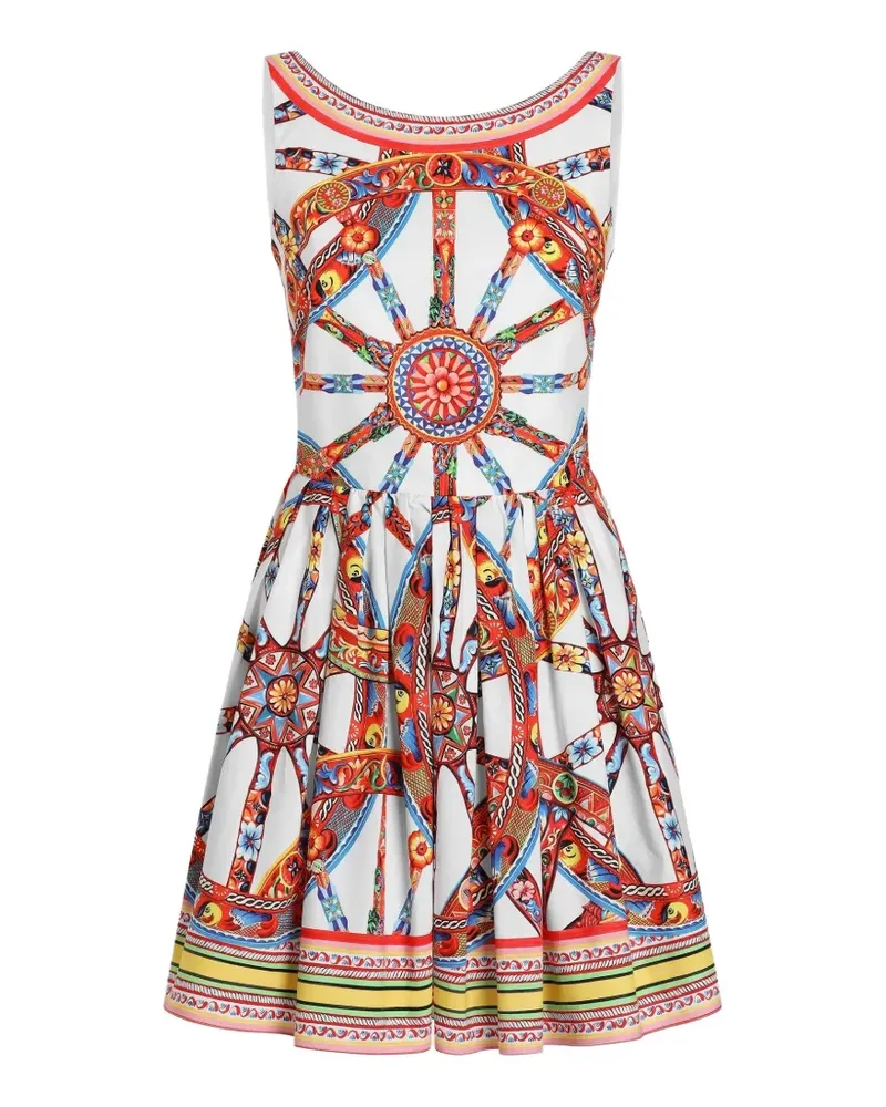 Dolce & Gabbana Midikleid mit Carretto-Print - Weiß Weiß