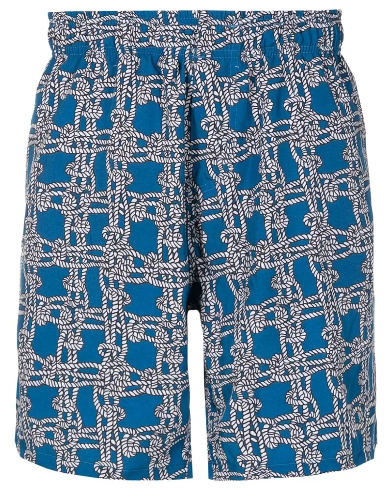 Amir Slama Badeshorts mit Knoten-Print - Blau Blau