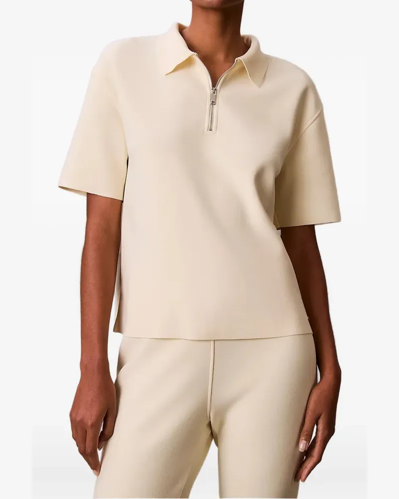 Calvin Klein zip front polo shirt - Nude Nude