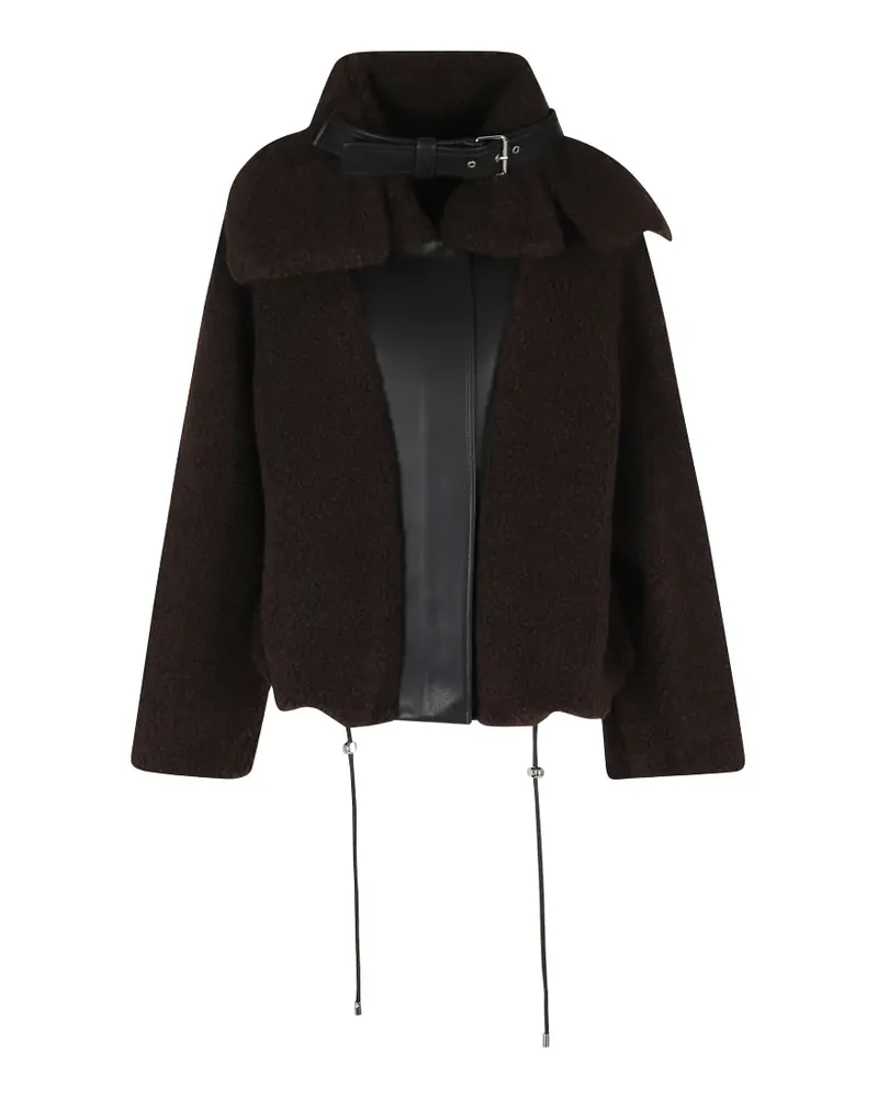 SPORTMAX buckle-collar faux-fur jacket - Braun Braun