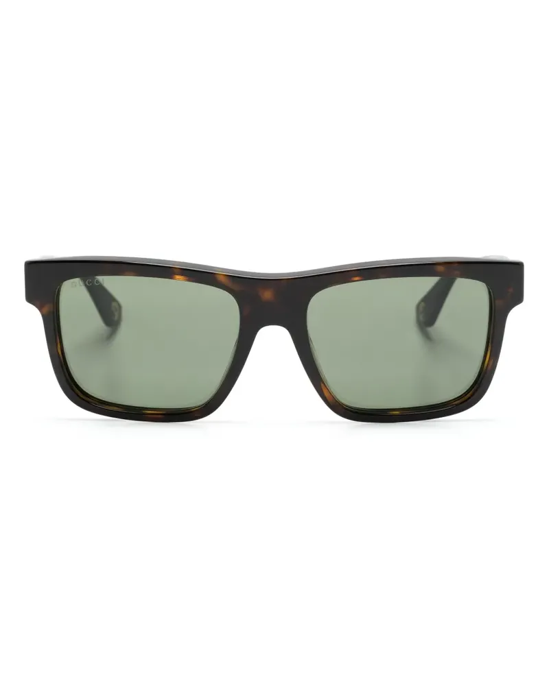 Gucci Eckige Sonnenbrille in Schildpattoptik - Braun Braun
