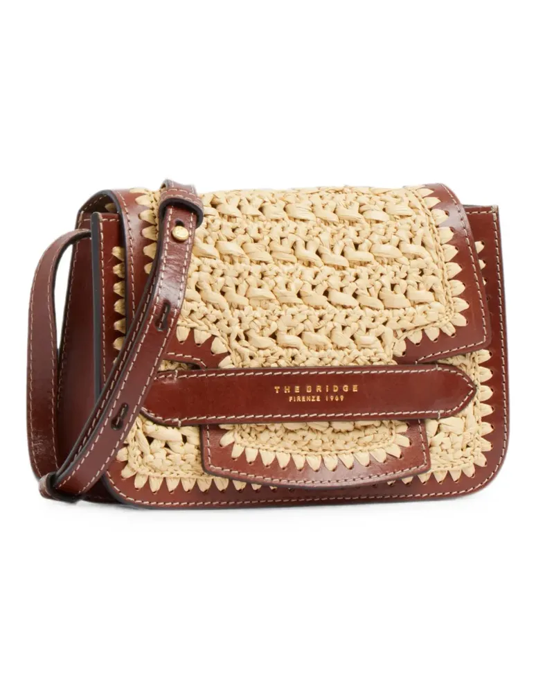 The Bridge Lucrezia woven leather-trim shoulder bag - Nude Nude
