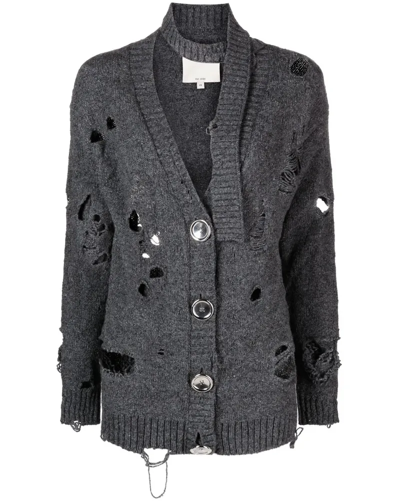 Meryll Rogge Cardigan im Distressed-Look - Grau Grau