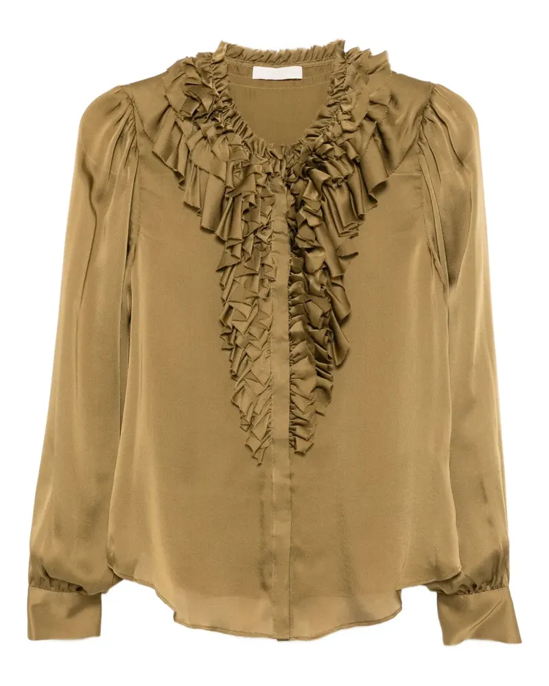 Ulla Johnson Seidenbluse mit Volants - Grün Grün