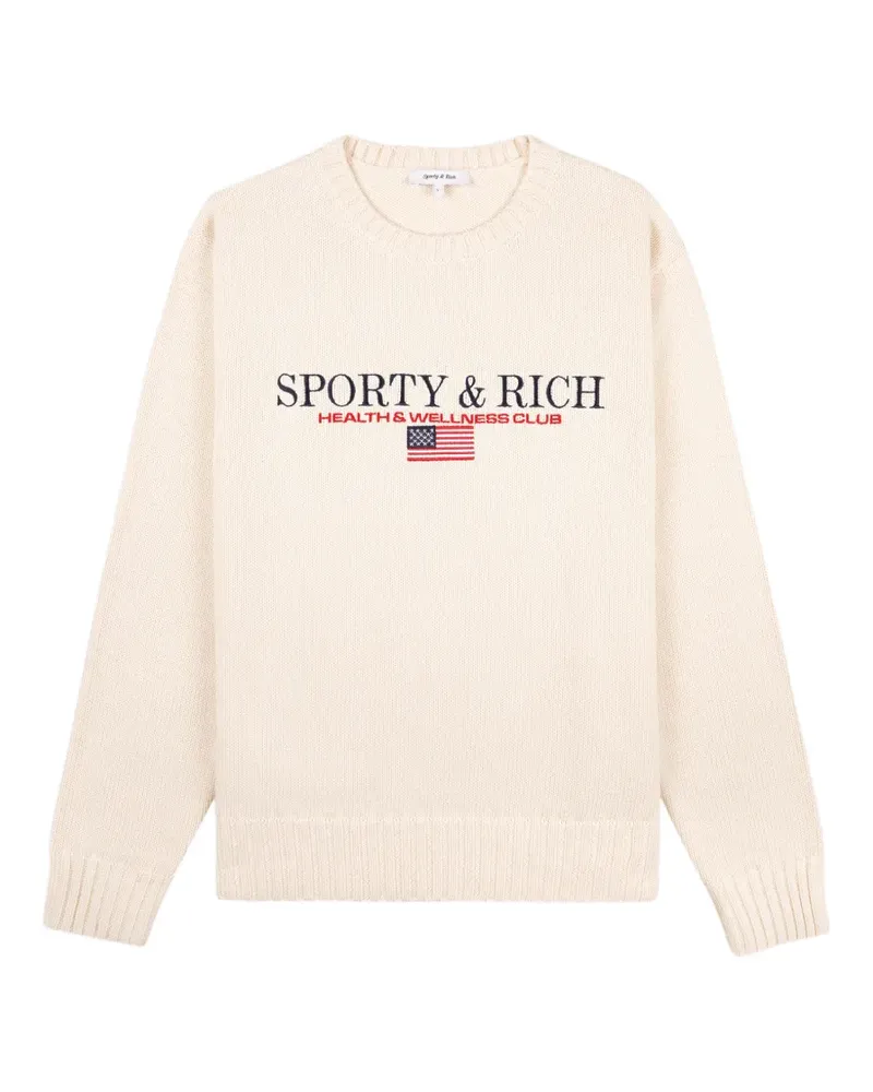 SPORTY & RICH Gestrickter Pullover mit Logo - Nude Nude