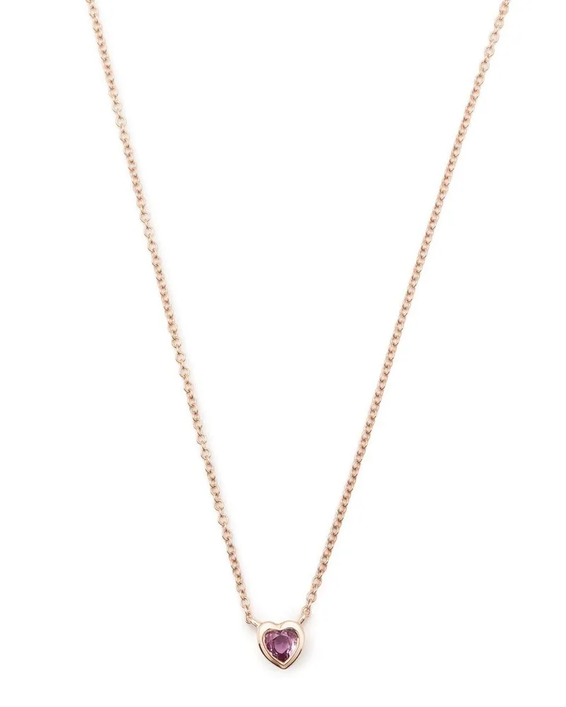 EF Collection 14kt Rotgoldhalskette mit Saphir - Rosa Rosa