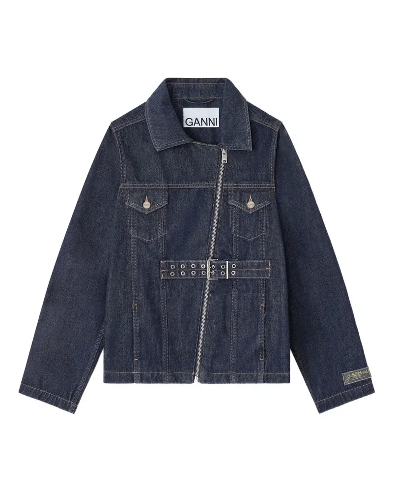 Ganni Jeansjacke mit Gürtel - Blau Blau