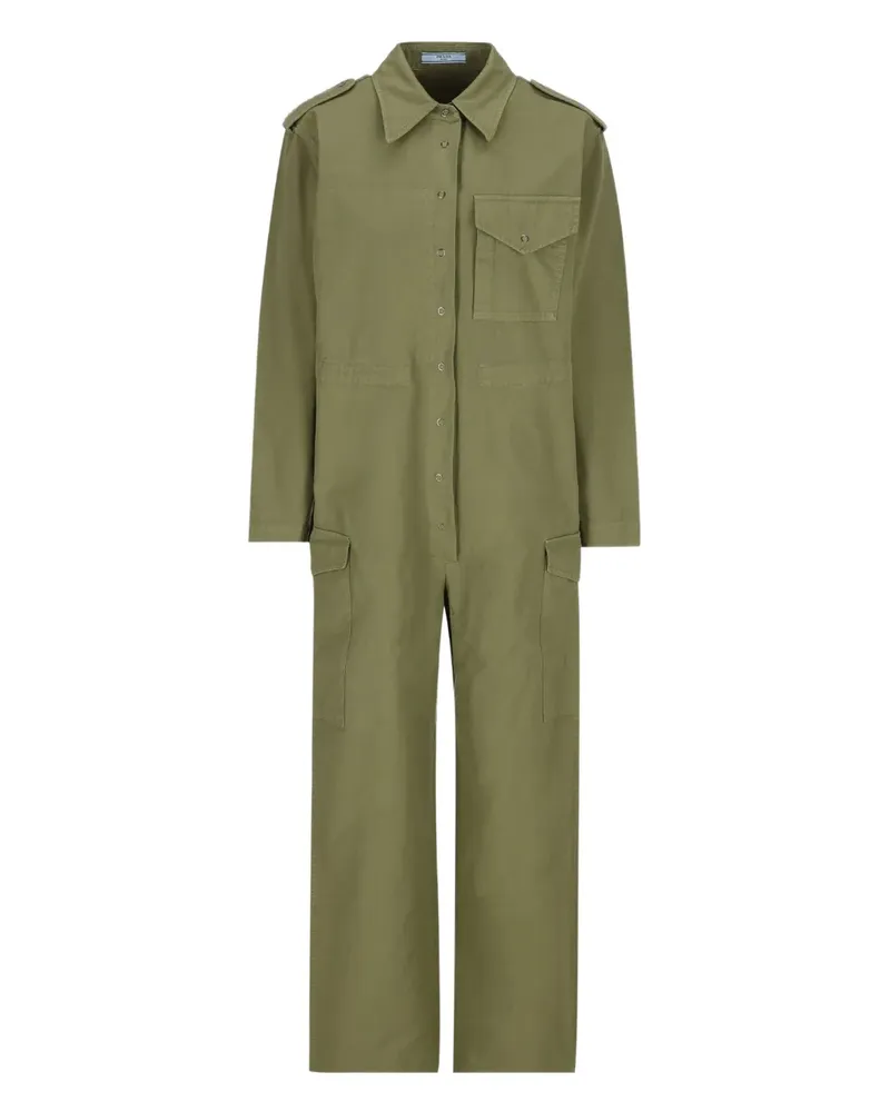 Prada Geknöpfter Jumpsuit mit Pattentasche - Grün Grün