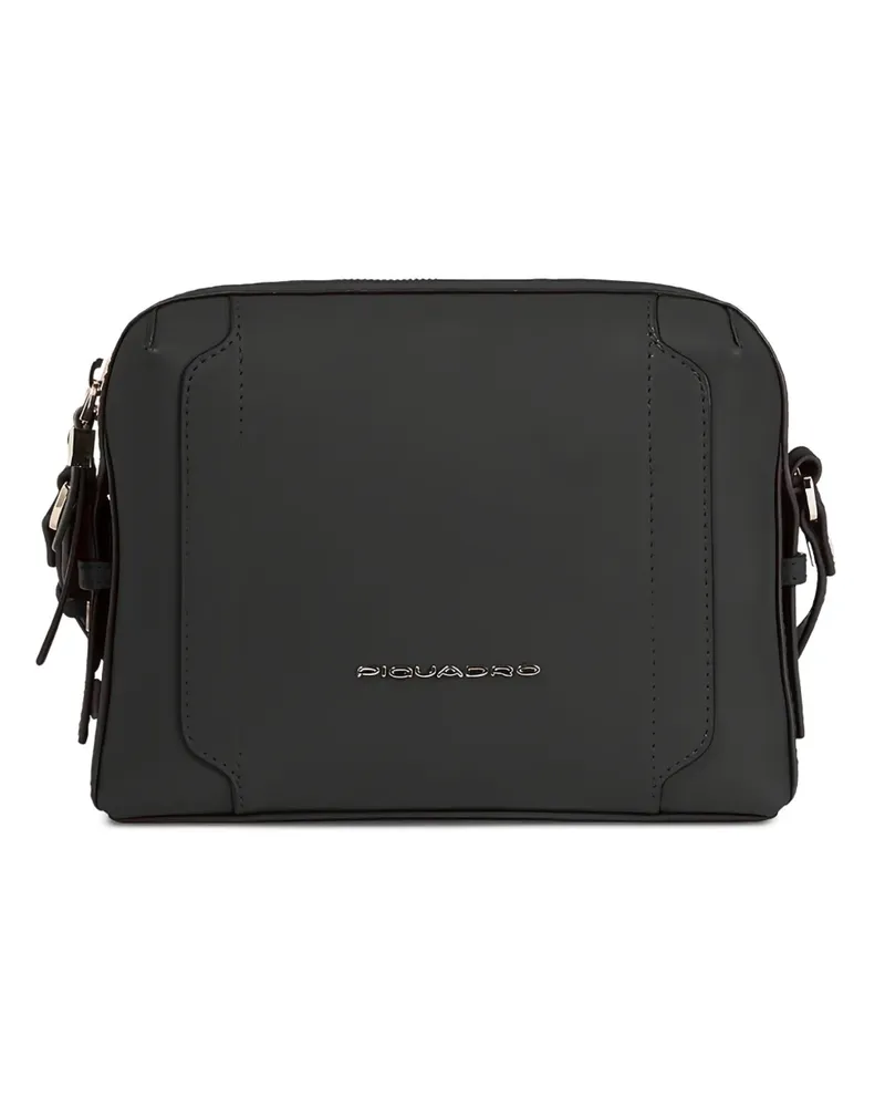 Piquadro Kameratasche mit Logo-Schild - Schwarz Schwarz