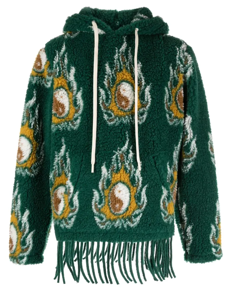 JORDANLUCA Cosmo Kordelzug-Hoodie mit Jacquardmuster - Grün Grün