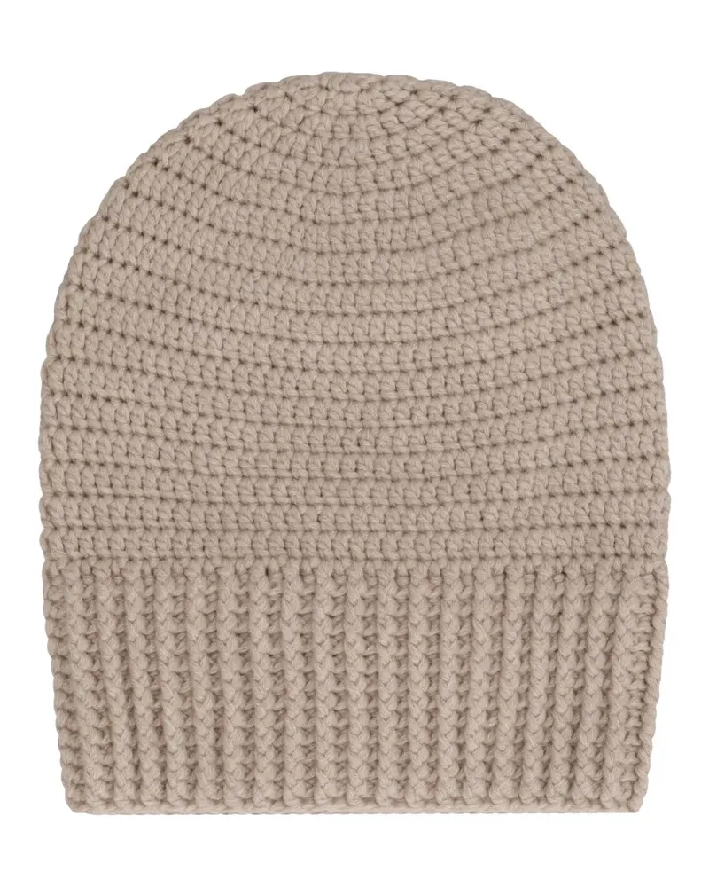 Malo Beanie aus Häkelstrick - Nude Nude