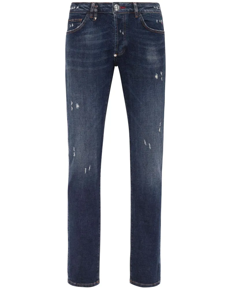 Philipp Plein Skinny-Jeans im Distressed-Look - Blau Blau