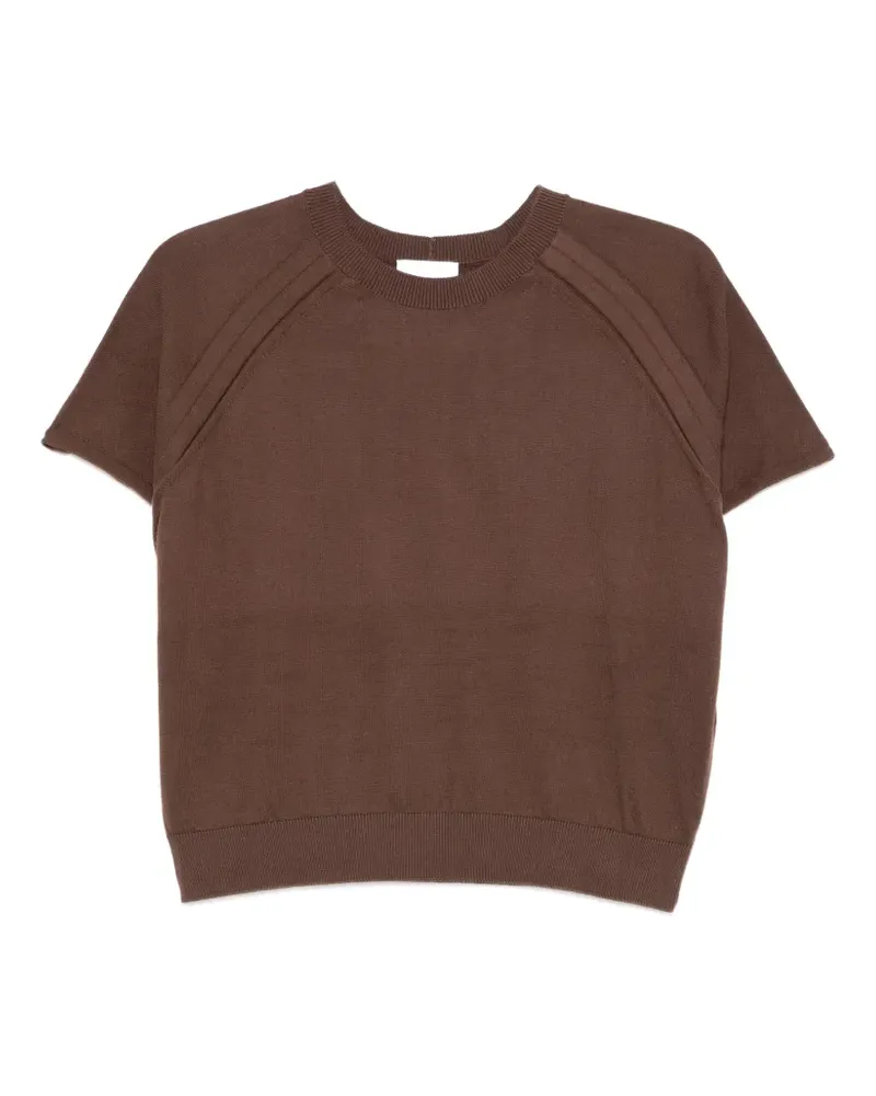 NUDE ribbed-trim short-sleeve top - Braun Braun