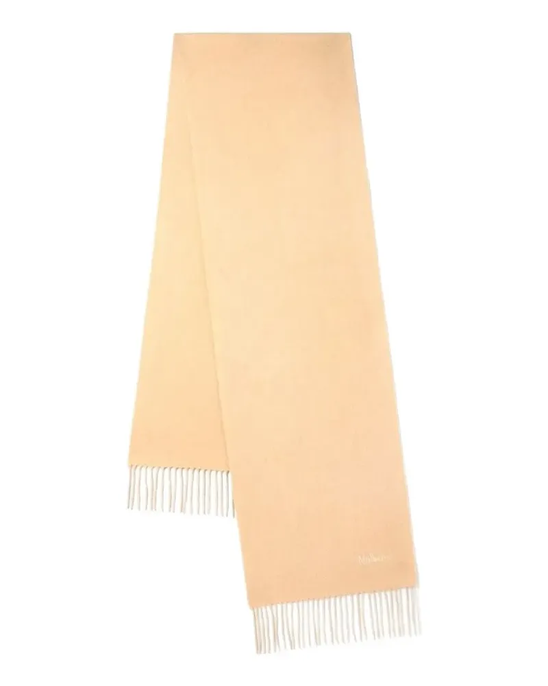 Mulberry logo-embroidered fringed scarf - Nude Nude