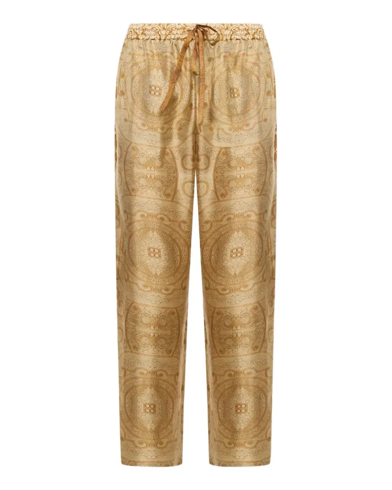 Pierre-Louis Mascia Aloe Straight-Leg-Hose mit Barockmuster - Nude Nude