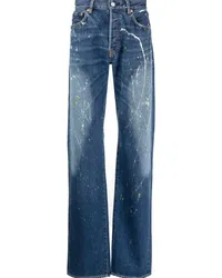 Yohji Yamamoto Straight-Leg-Jeans mit Farbklecksen Blau