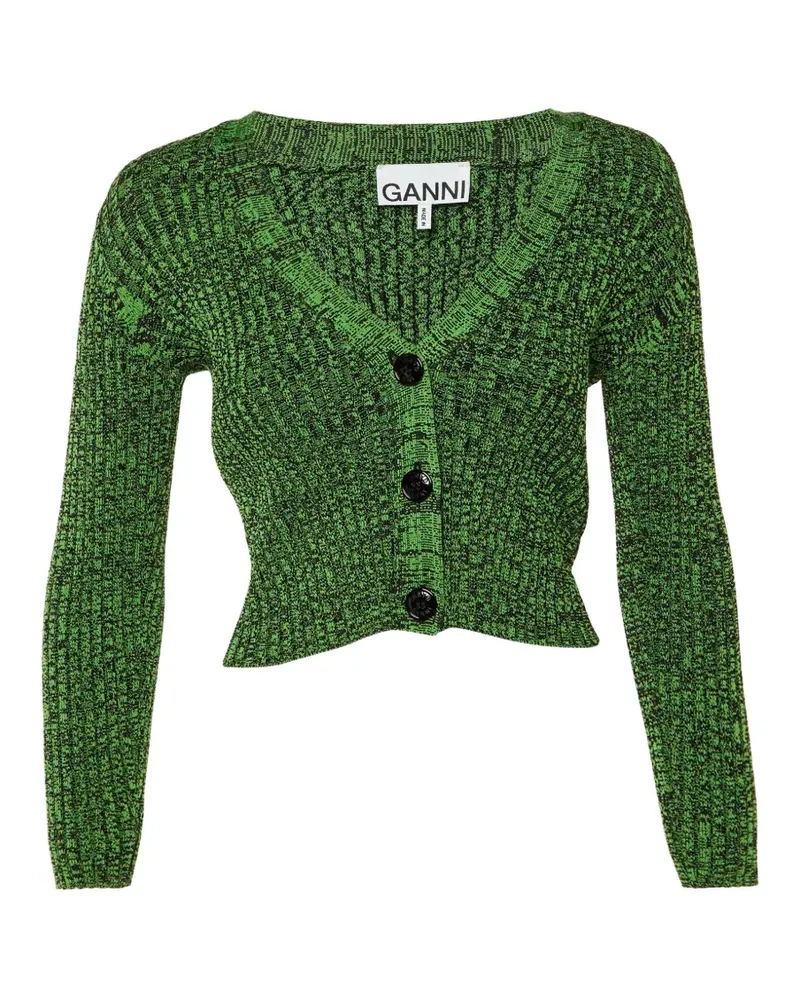 Ganni ribbed-knit buttoned cardigan - Grün Grün
