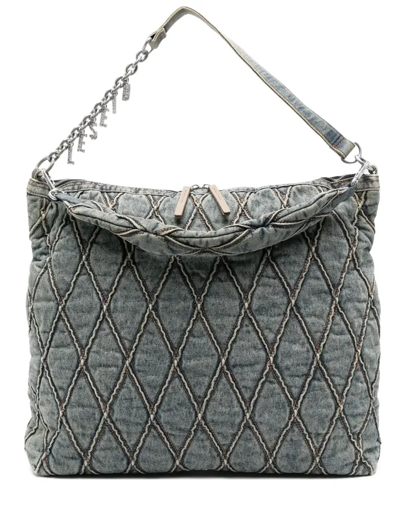 Diesel Gesteppte Schultertasche mit Kettendetail - Blau Blau