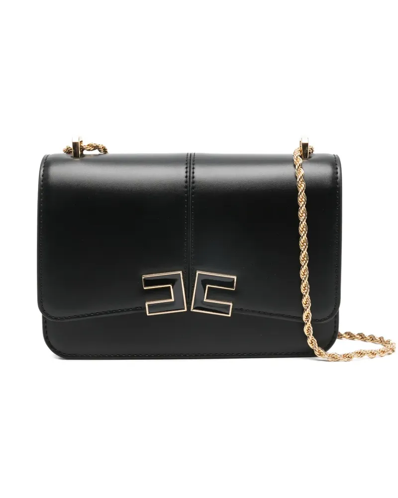 Elisabetta Franchi Mini Schultertasche mit Kettenriemen - Schwarz Schwarz