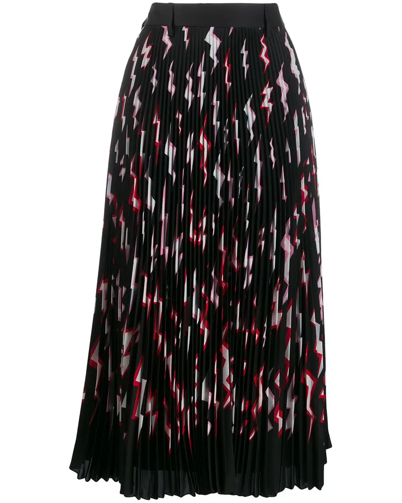 Prada Faltenrock mit Blitz-Print - Schwarz Schwarz